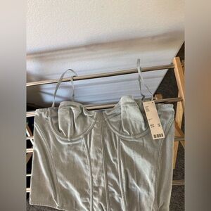 Urban Outfitters Light Gray/blue Jean like Corset Top